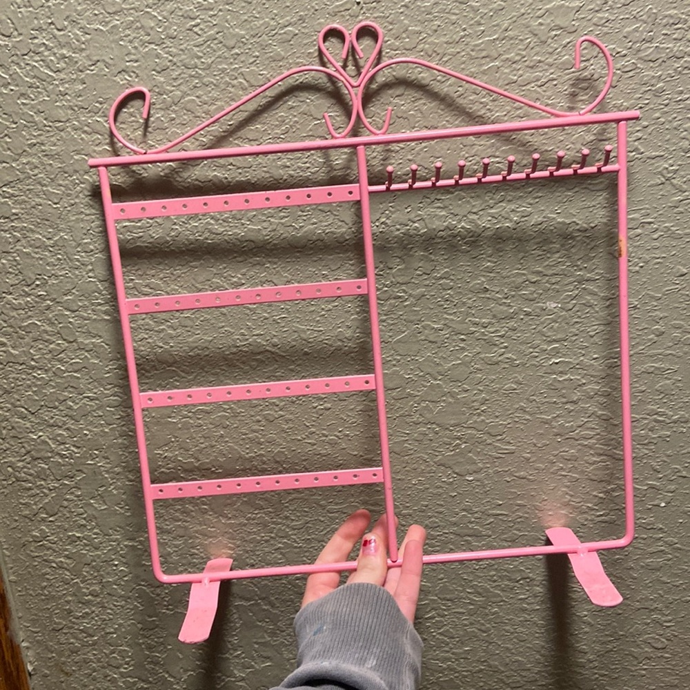 Pink fashion art necklace and earring display rack necklace organizer